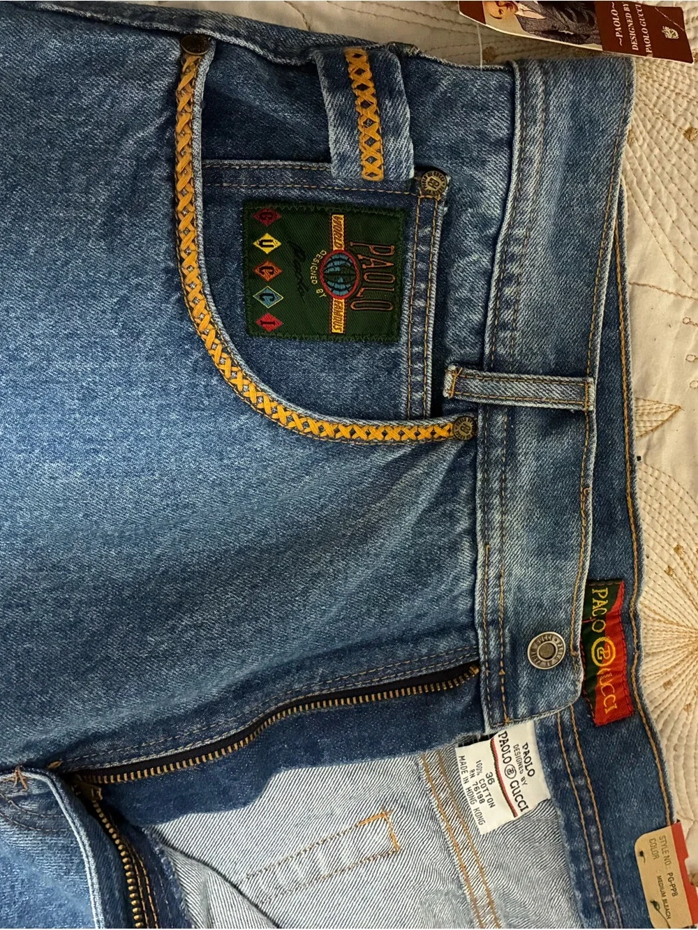 Relaxed Light Blue Men's Jeans with Embroidered Pocket Detail